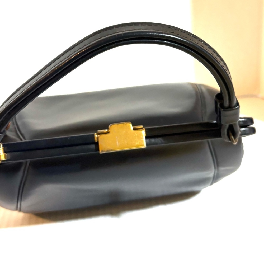 Vintage Classic Black Leather Top-Handle Bag - Picture 4 of 6